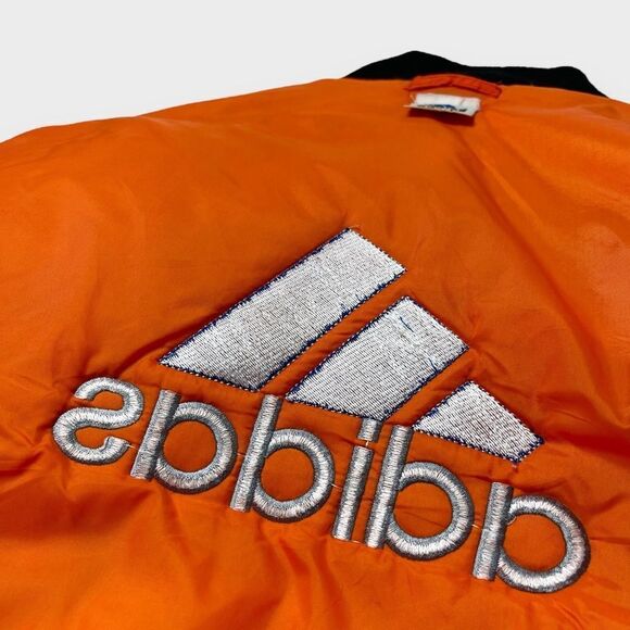 Vtg 90s BL adidas Reversible Logo Bomber Flight Jacket, Alpha MA-1 Heavyweight L - Picture 11 of 14
